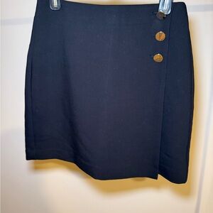 LOFT Black Pencil Skirt with Button Accents